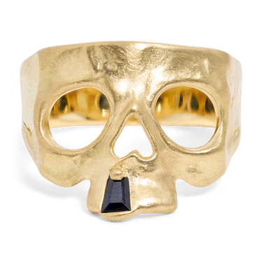 Extra Small Black Snaggletooth Skull Ring - Made to Order